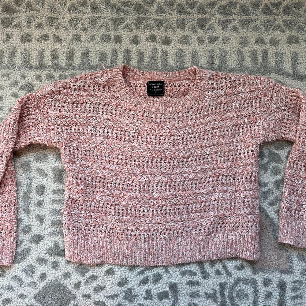 Abercrombie Pink Knit Herringbone Sweater